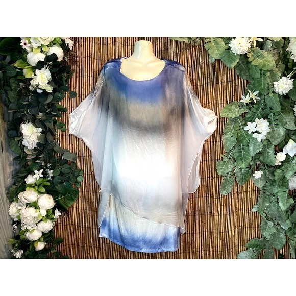 India Boutique Dresses & Skirts - India Boutique Asymmetrical Sheer Lined Dress Sequin Accent Ombre Mini Dress